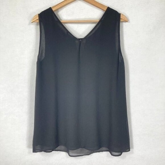 Sleeveless Blouse Scoop Neck V-Back Embroidered Flowy Summer Boho Coquette L - Picture 3 of 5